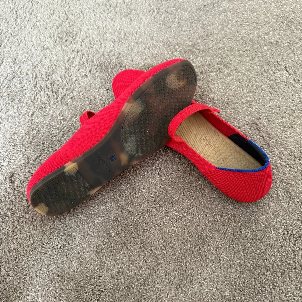 Rothy's Red Flats with Blue Trim - Picture 2 of 3